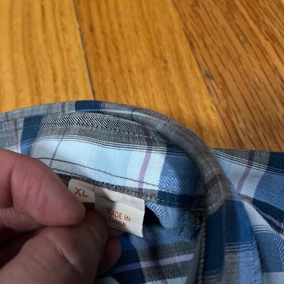 Hugo Boss Orange Mens Plaid Shirt XL Unique Upper Button Blue Tartan Casual - Picture 5 of 11